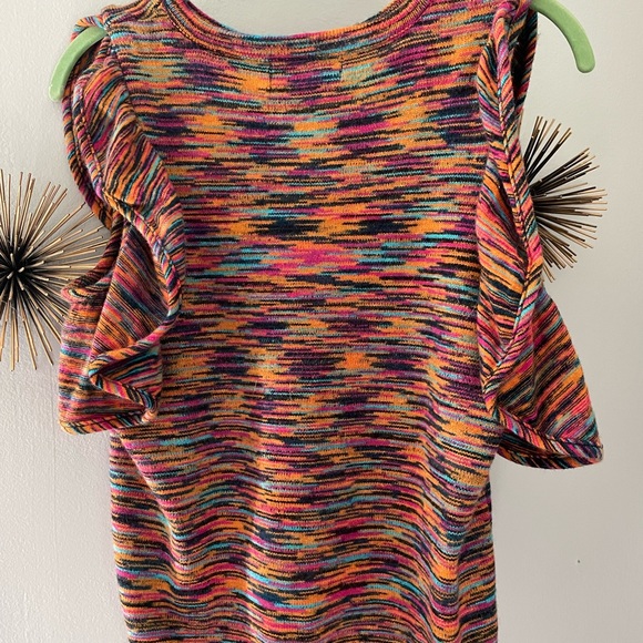 Anthropology Multicolor Sweater Ruffle Sleeve Tank Top Size: Medium - Picture 2 of 3